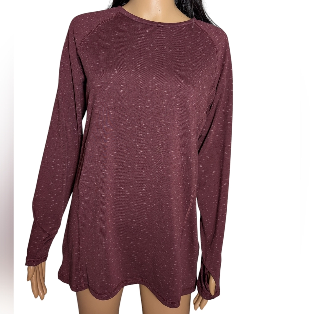 Earth Yoga Eggplant Purple Long Sleeve Shirt Large